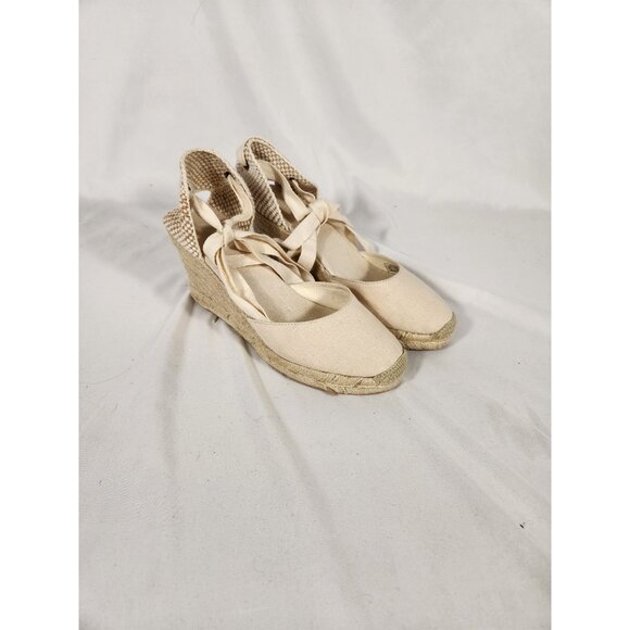 Soludos Womens Cream Espadrille Boho Fairy Core Y2K Ankle Lace Us 8.5 - Picture 2 of 10